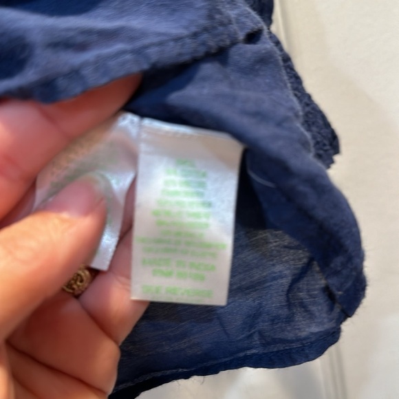 Lilly Pulitzer Sharise Navy Embroidered Peasant Blouse M - Picture 4 of 10